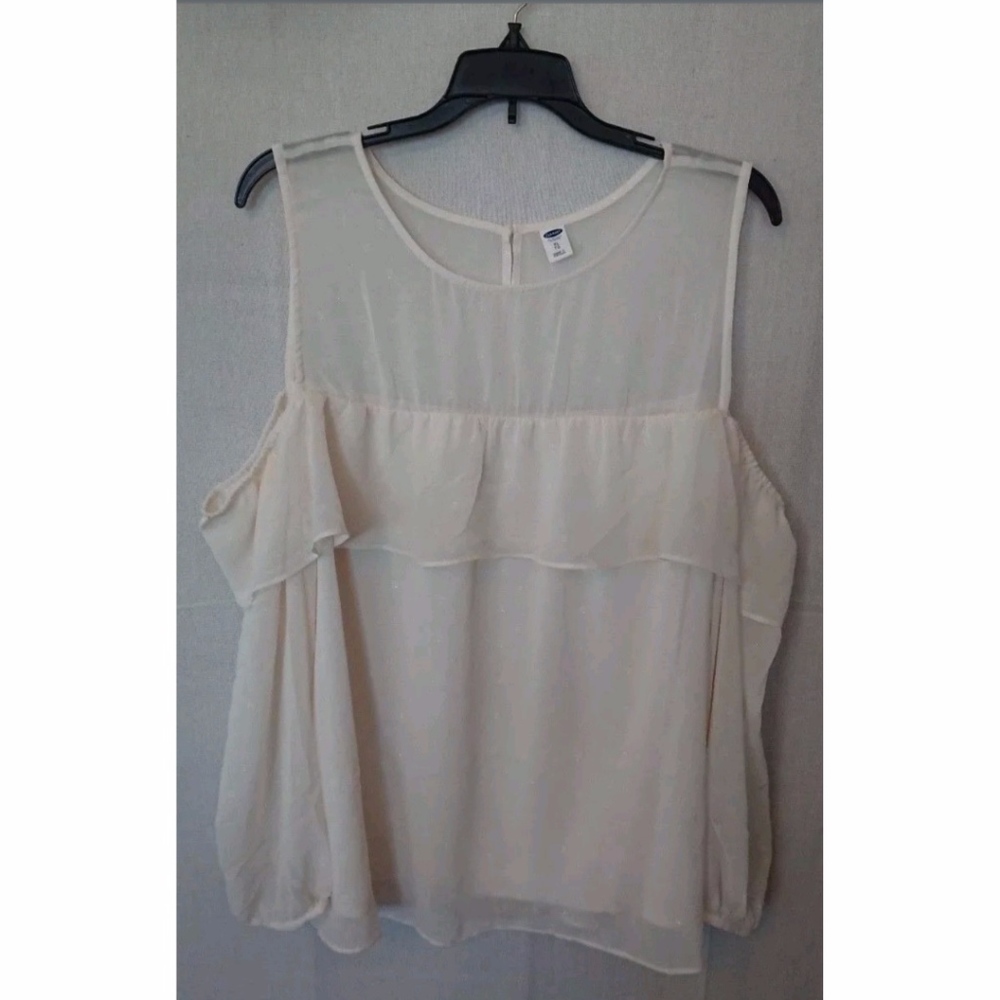 Textured Off White Old Navy Cold Shoulder Blouse